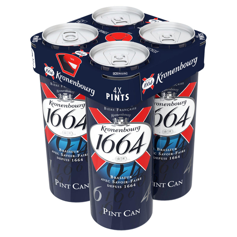 Kronenbourg 1664 Lager Beer Cans Pint 4 x 568ml