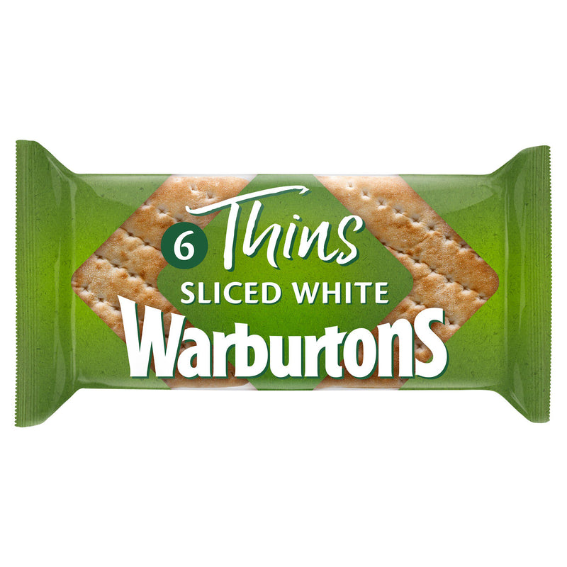 Warburtons Soft White Sliced Sandwich Thins  x6 - Moo Local