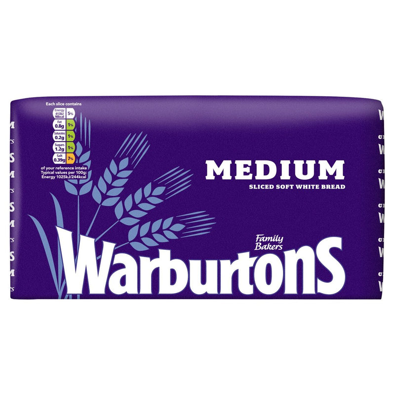 Warburtons Medium Sliced White Bread 800g