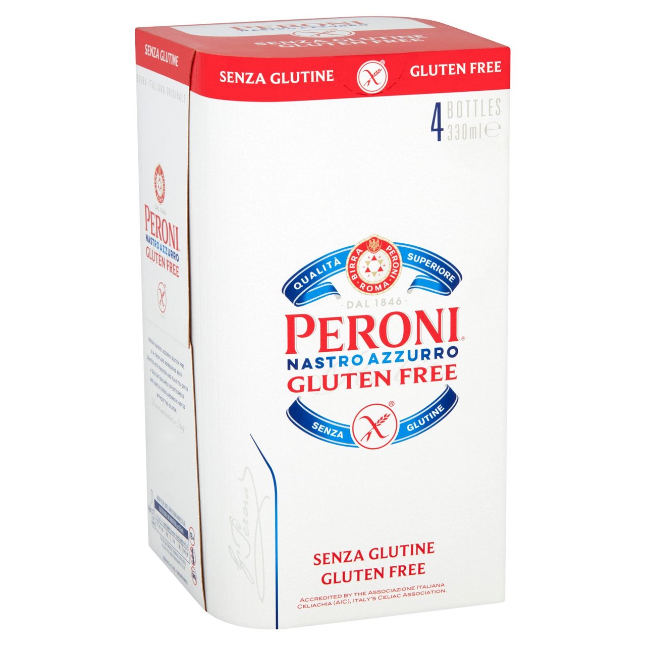 Peroni Nastro Azzurro Gluten Free Beer Lager Bottles 4x330ml