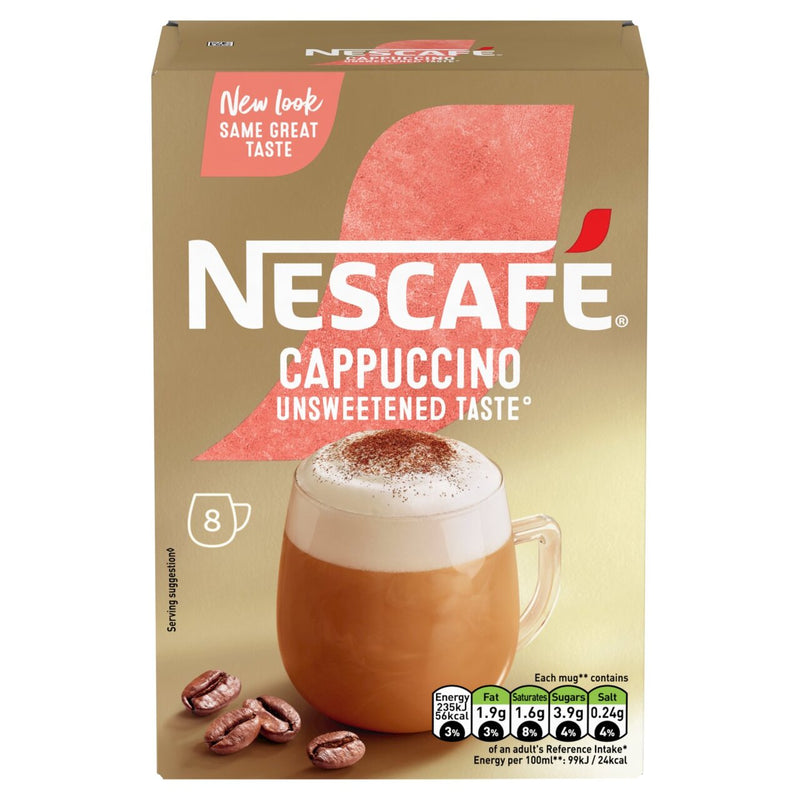 Nescafe Gold Cappuccino Unsweetened Instant Coffee Sachets x8