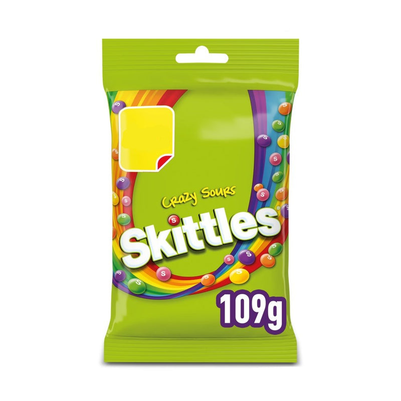 Skittles Vegan Chewy Crazy Sour Sweets Fruit Flavoured Treat Bag 109g - Moo Local