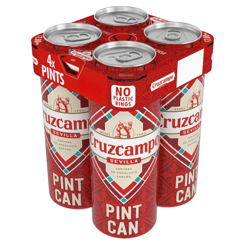 Cruzcampo Sevilla Lager Beer Pint Cans 4 x 568ml