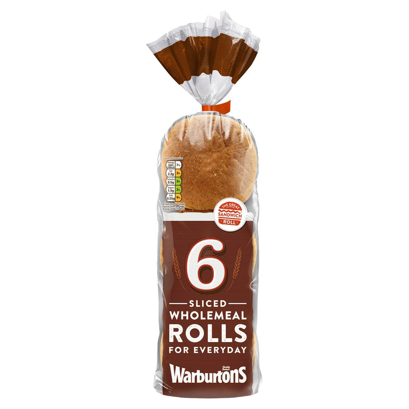 Warburtons 6 Soft Sliced Wholemeal Rolls