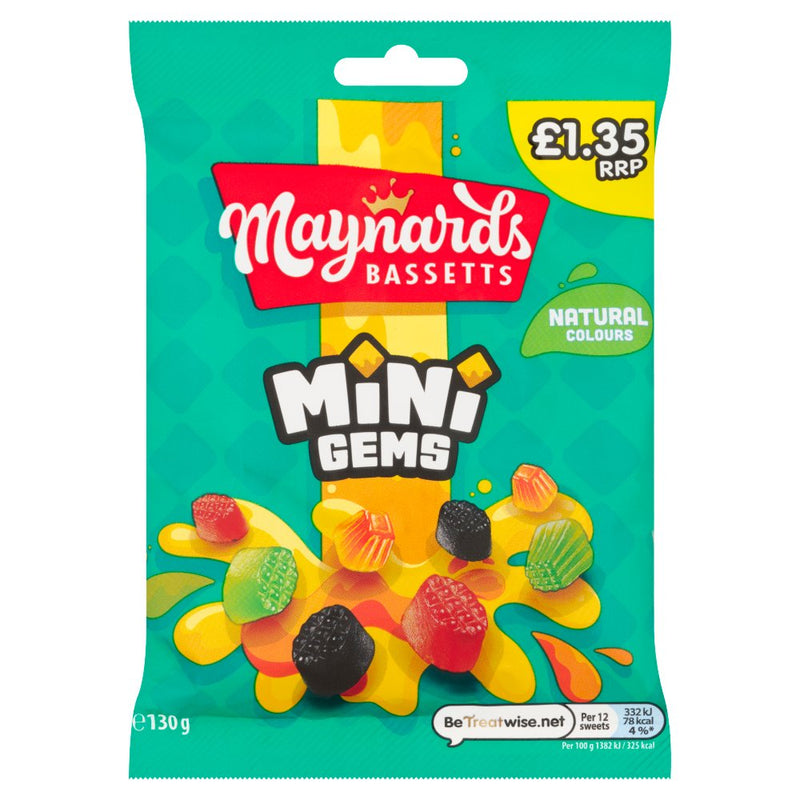 Maynards Bassetts Mini Gems Sweets Bag 130g