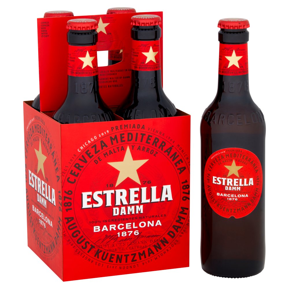 Estrella Damm Lager Beer Bottles 4x330ml