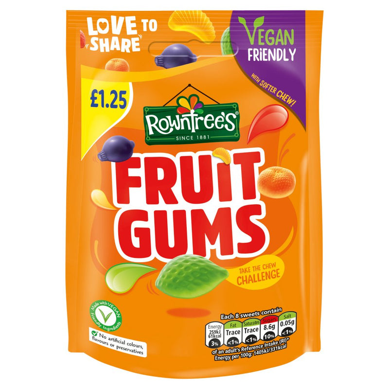 Rowntree's Fruit Gums Vegan Friendly Sweets Sharing Bag 120g