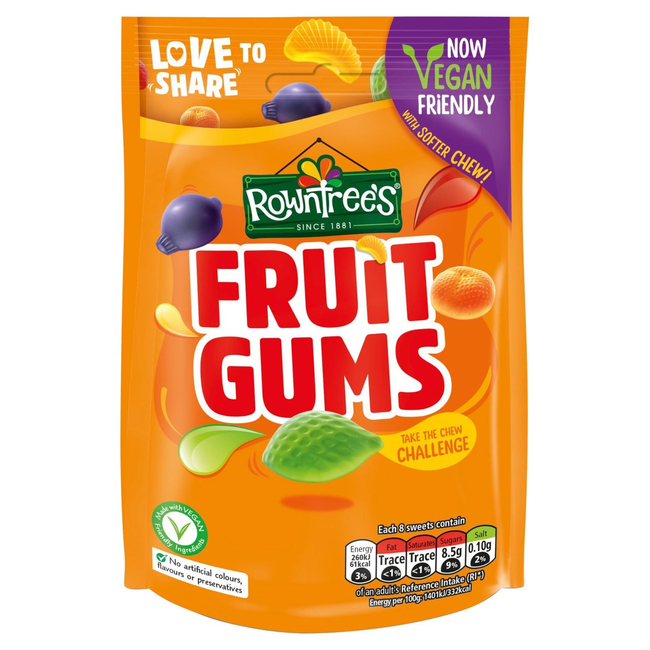 Rowntree's Fruit Gums Vegan Friendly Sweets Sharing Bag 120g - Moo Local