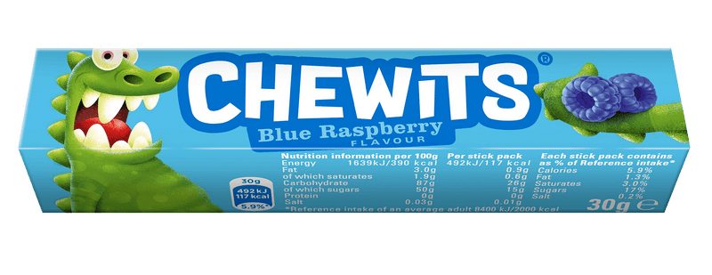Chewits Blue Raspberry Stickpack 30g - Moo Local