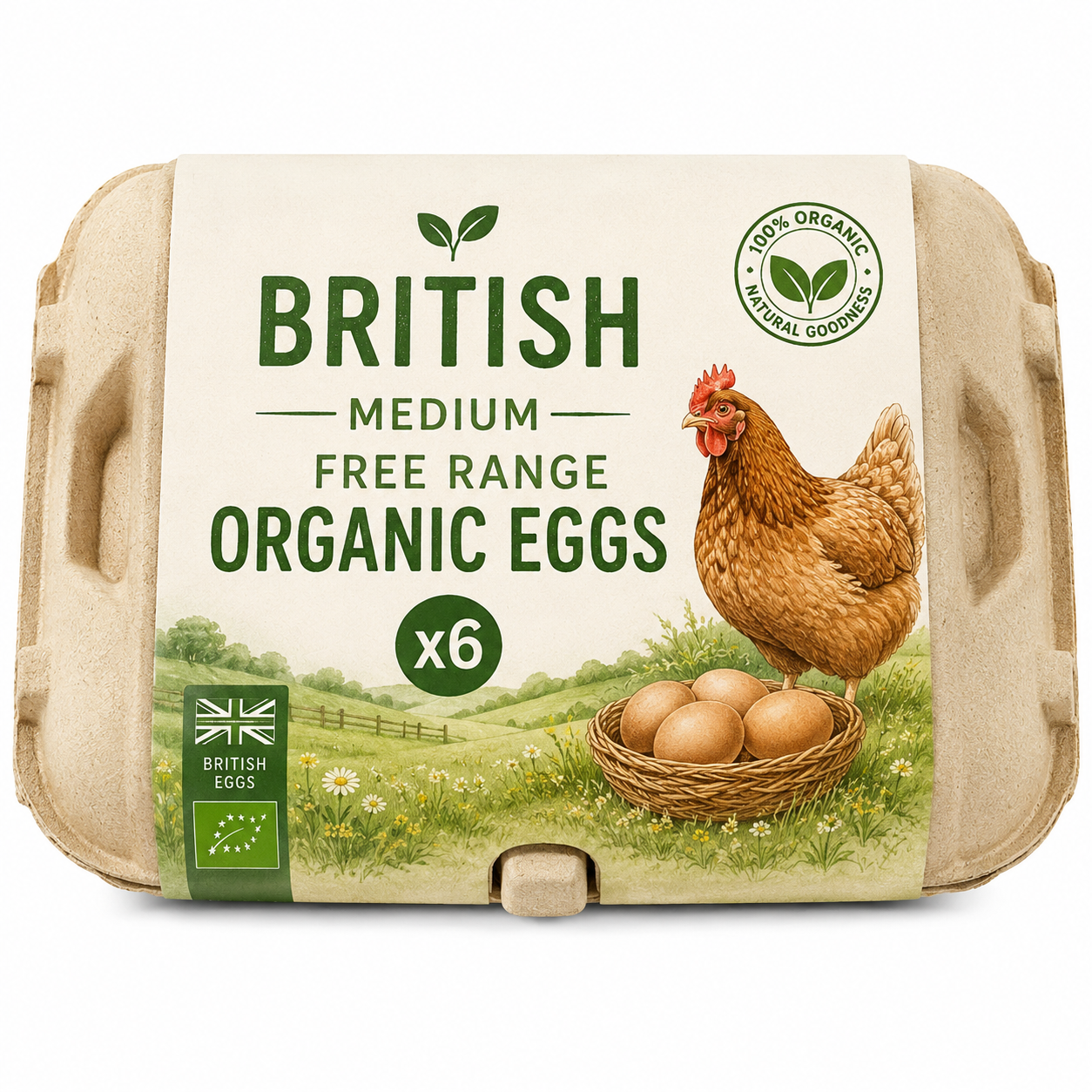 British Medium Free Range Organic Eggs  x6 [Retailer's Own Brand]