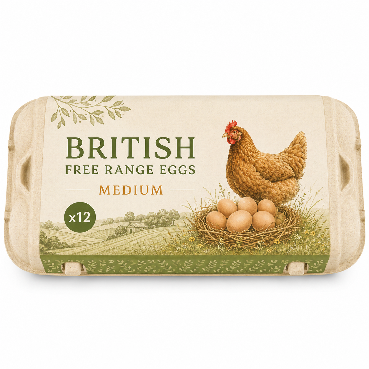 British Medium Free Range Eggs x12 [Retailer's Own Brand]