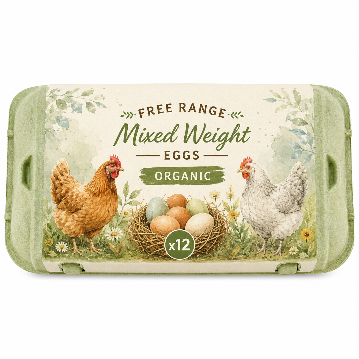 British Mixed Weight Free Range Organic Eggs  x12 [Retailer's Own Brand]