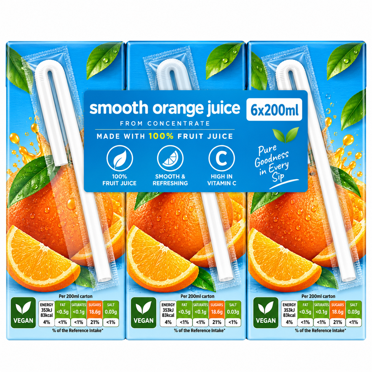 Pure Orange Juice 6x200ml