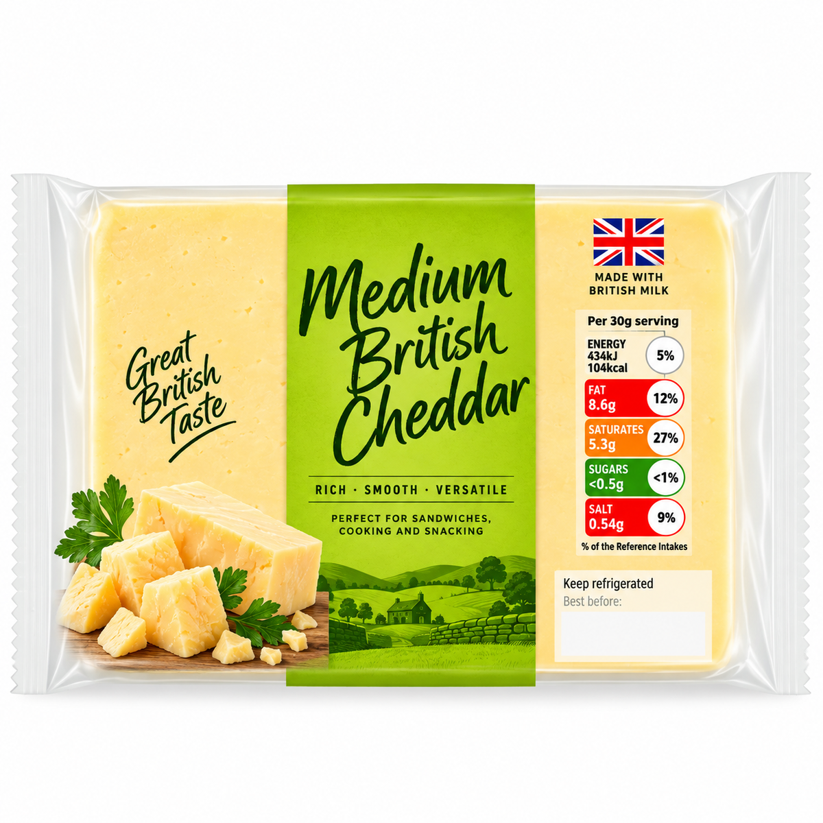 British Medium Cheddar Cheese 400g