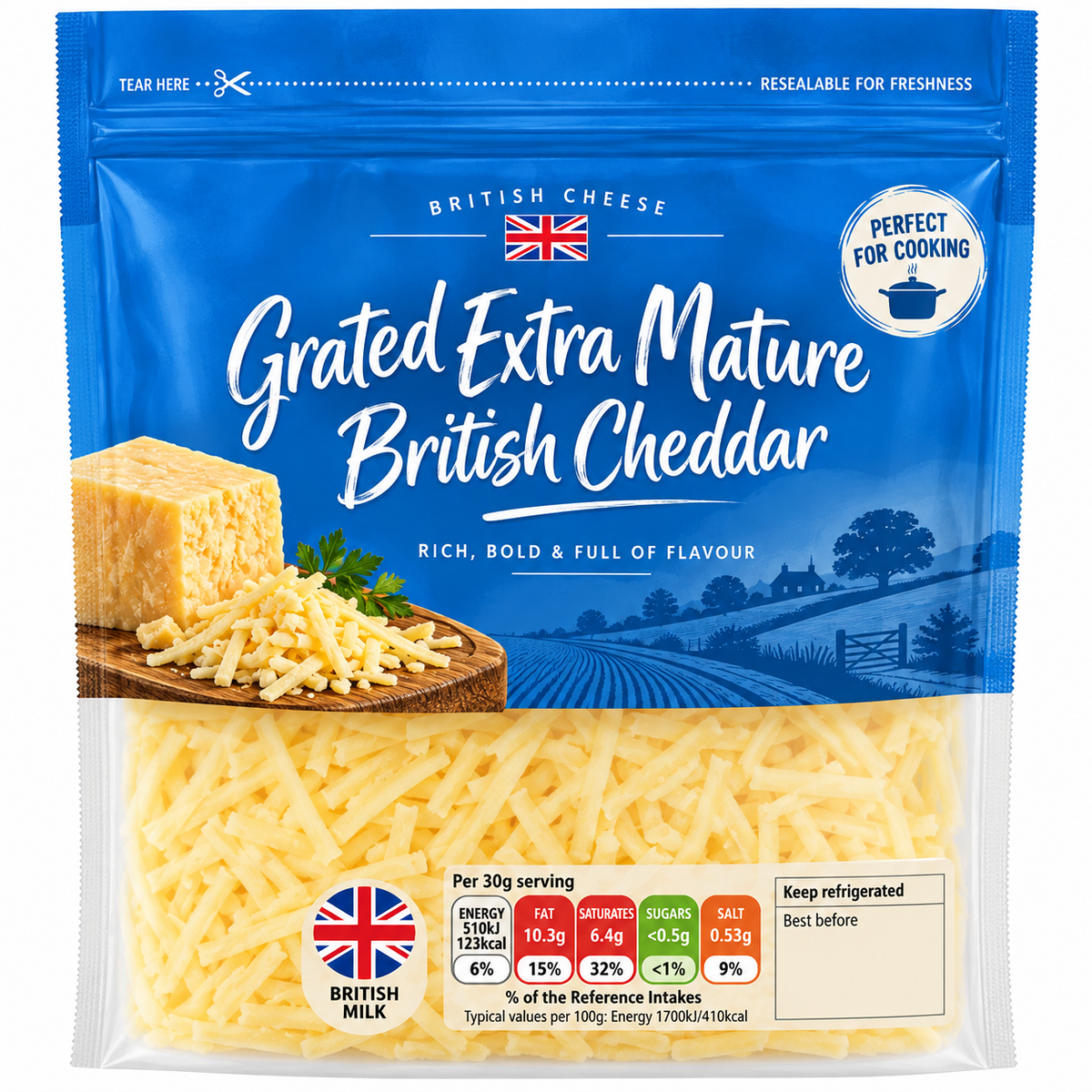 British Extra Mature Grated Cheddar Cheese 250g