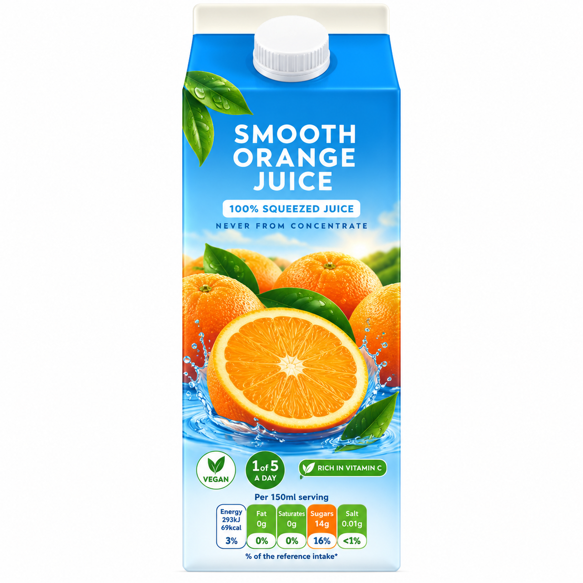 Pure Squeezed Smooth 100% Orange Juice Not From Concentrate 1.75 Litre