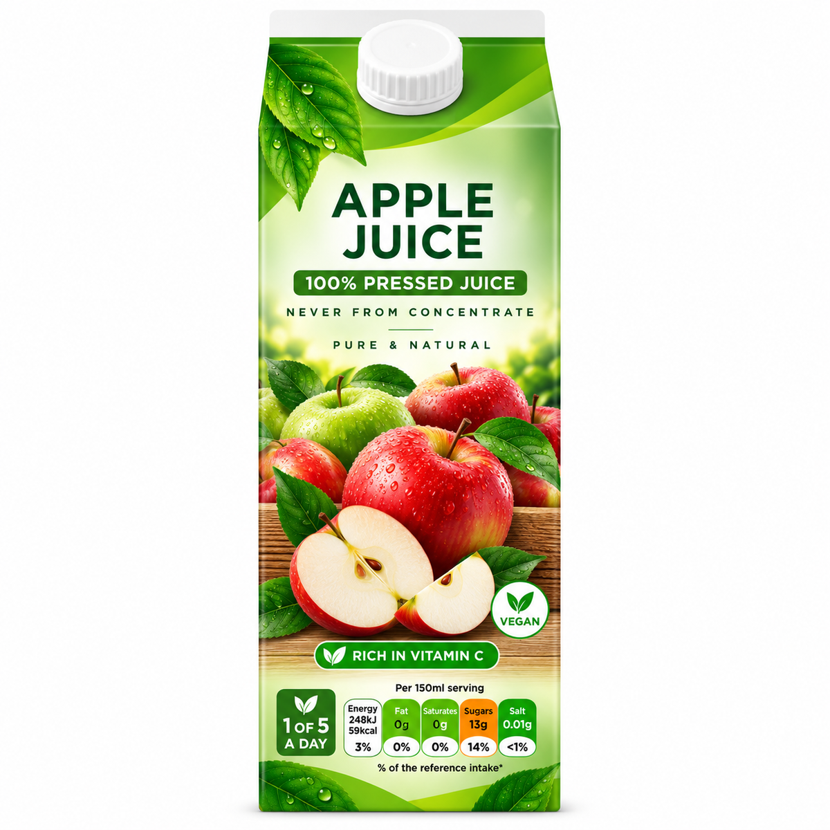 Pure Pressed 100% Apple Juice Not From Concentrate 1.75 Litre
