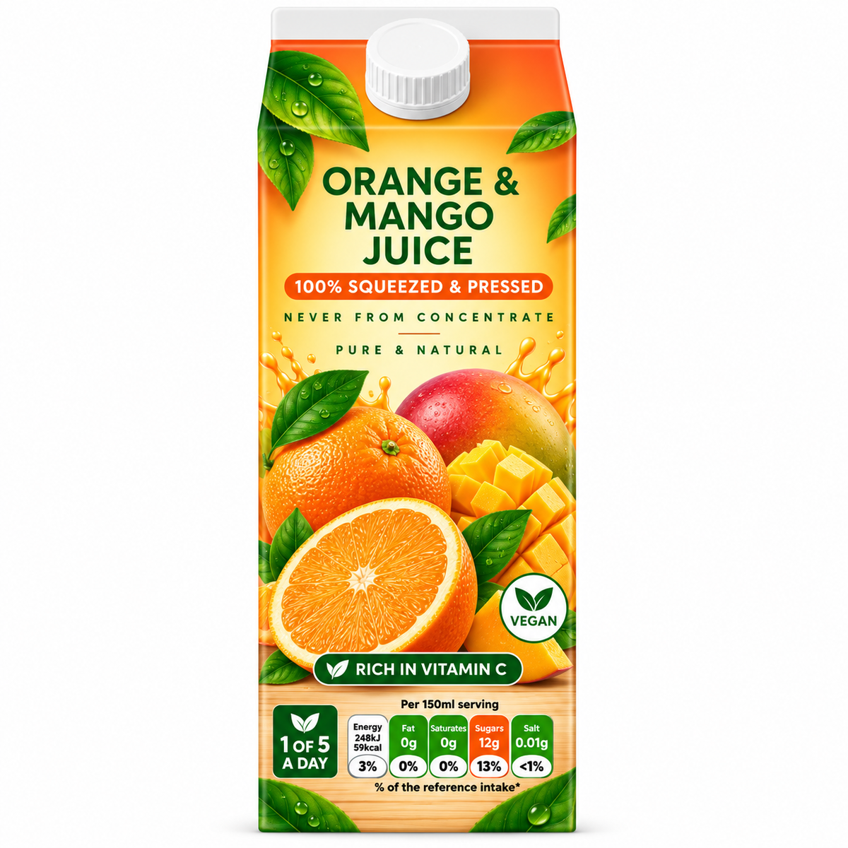 Orange & Mango Juice, Not From Concentrate 1 Litre