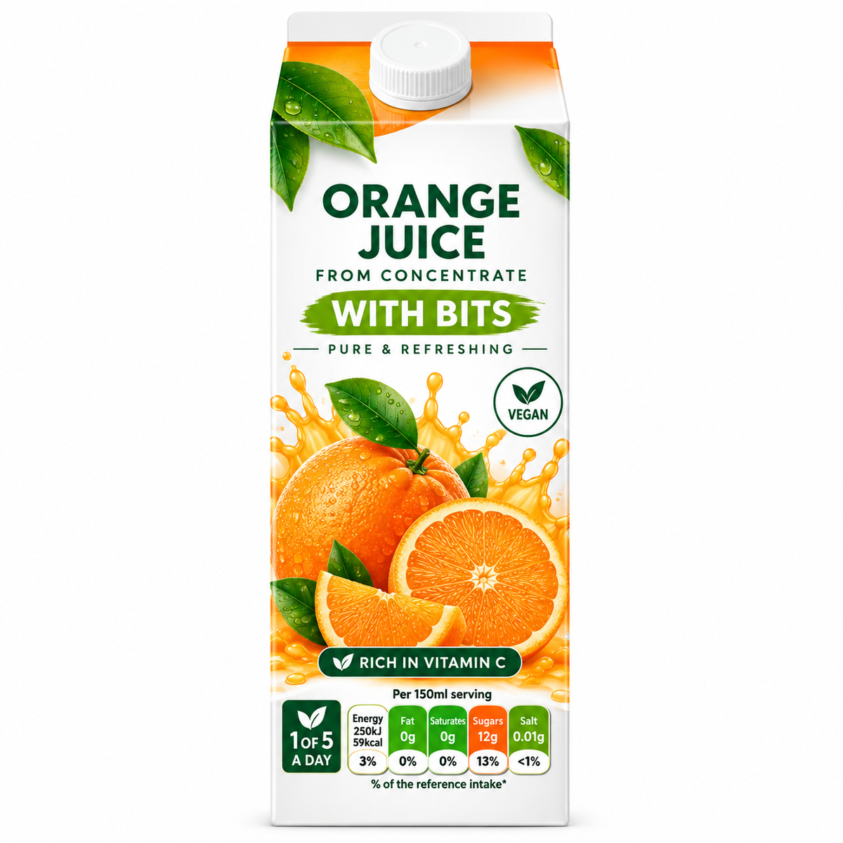 Pure Orange Juice with Juicy Bits 1 Litre