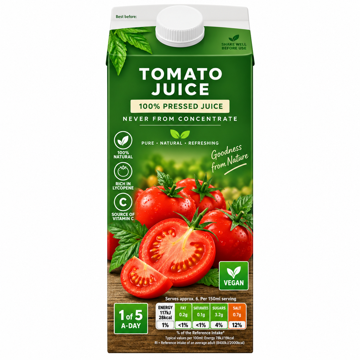 Pure Tomato Juice 1 Litre