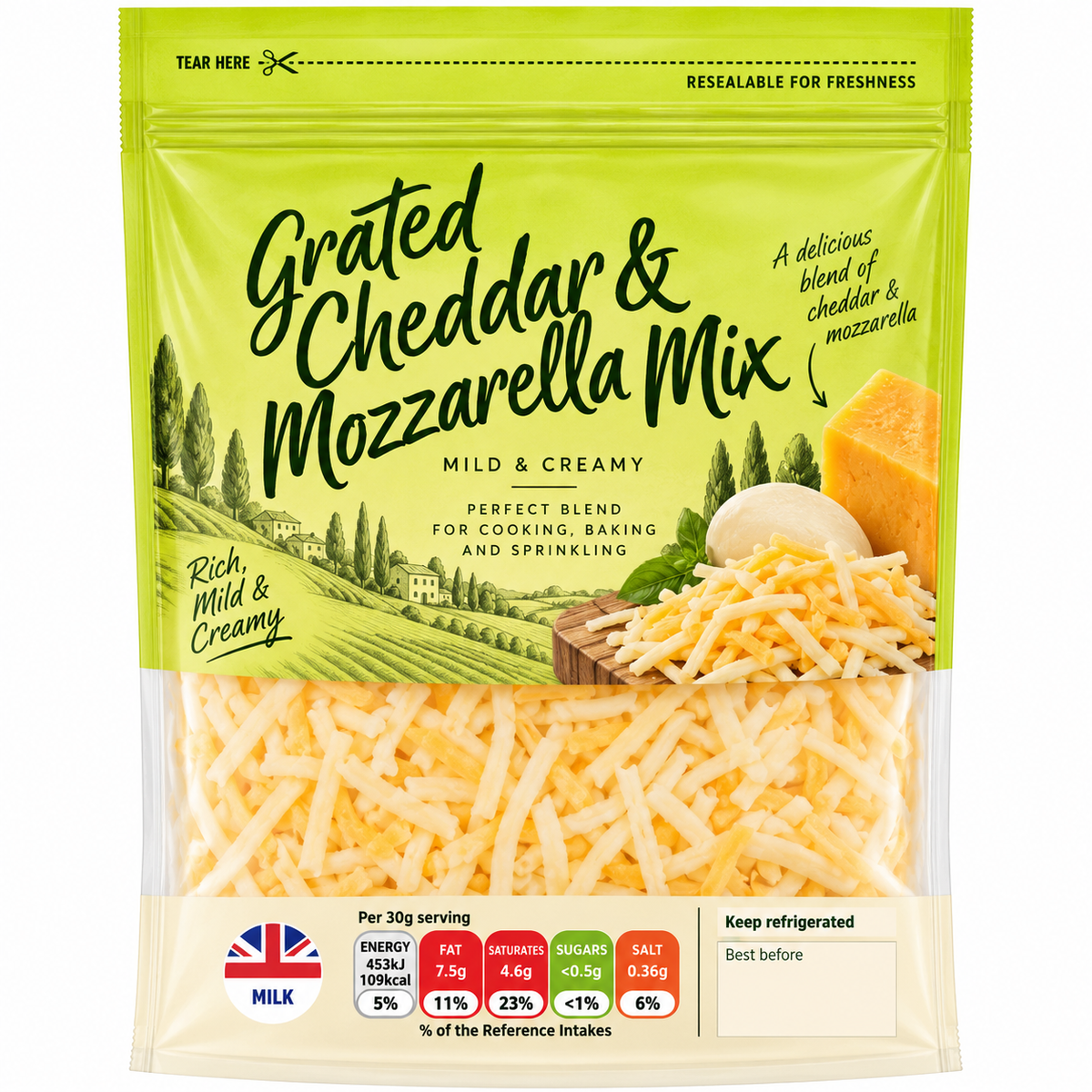 British Grated Cheddar & Mozzarella Mix 250g