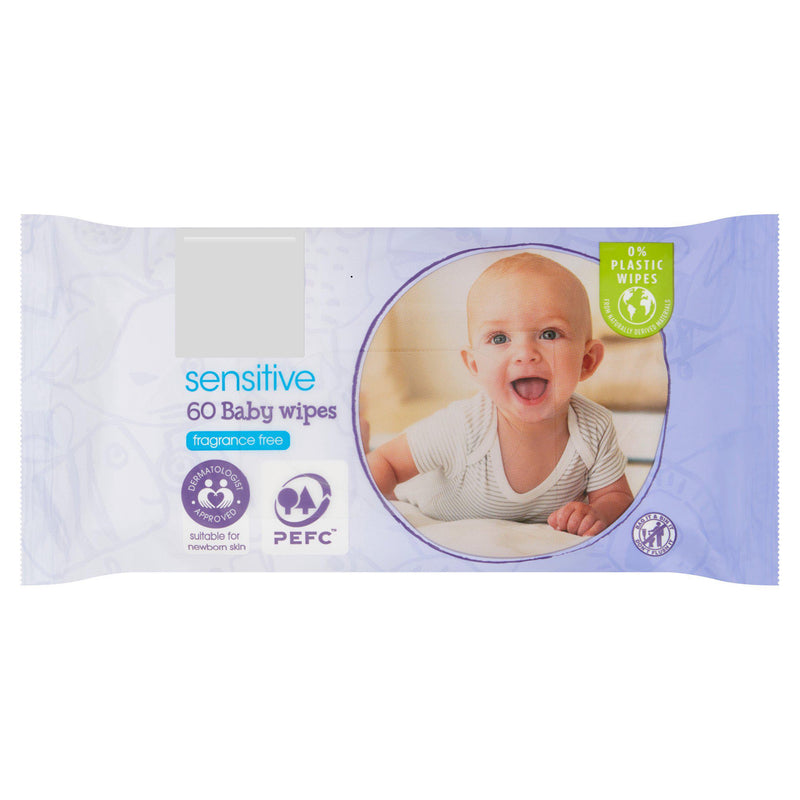 Sensitive Fragrance Free Baby Wipes 60 Per Pack - Moo Local