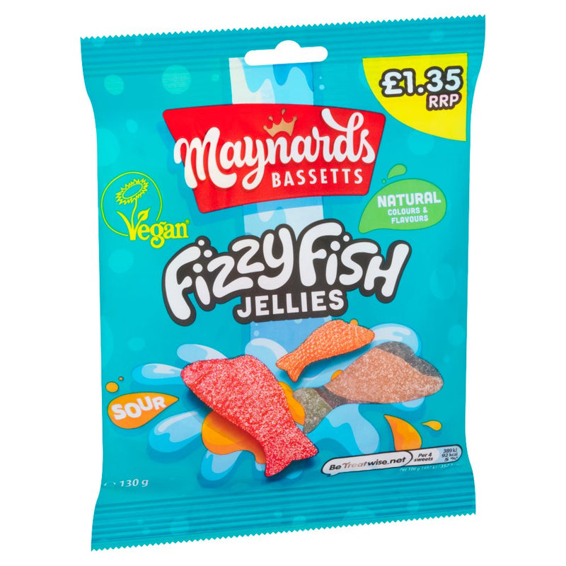 Maynards Bassetts Fizzy Fish Sweets Bag 130g