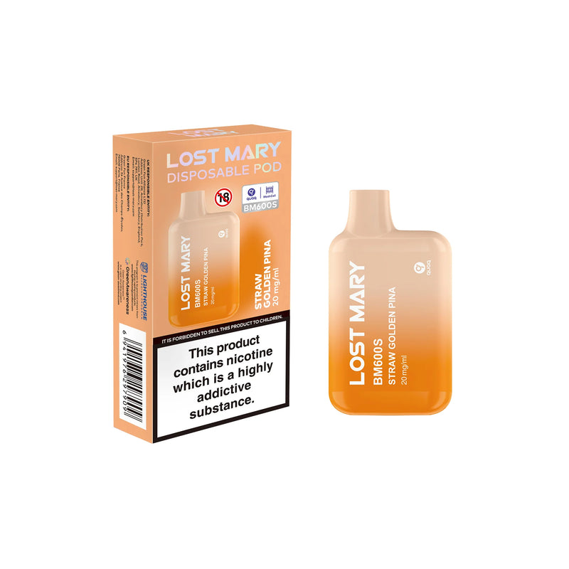 LOST MARY BM600S Disposable Vape - 20mg  Straw Golden Pina