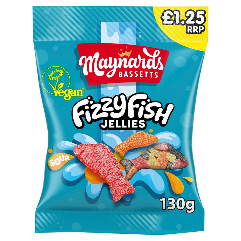 Maynards Bassetts Fizzy Fish Sweets Bag 130g - Moo Local
