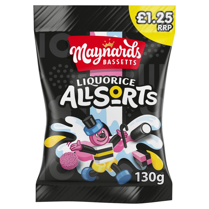 Maynards Bassetts Liquorice Allsorts Sweets Bag 130g - Moo Local