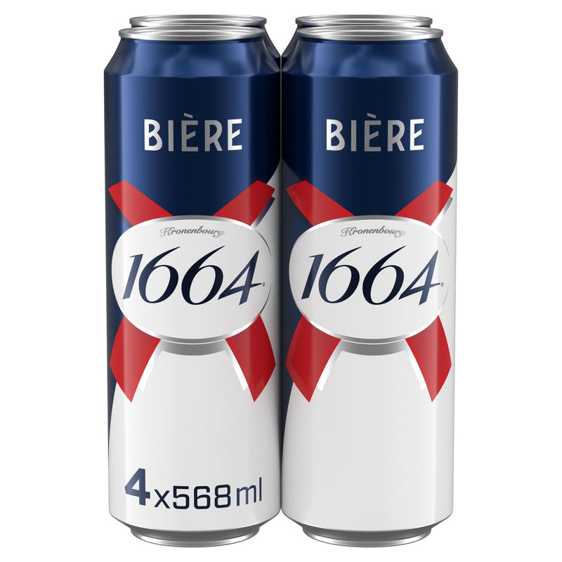 Kronenbourg 1664 Lager Beer Cans Pint 4 x 568ml