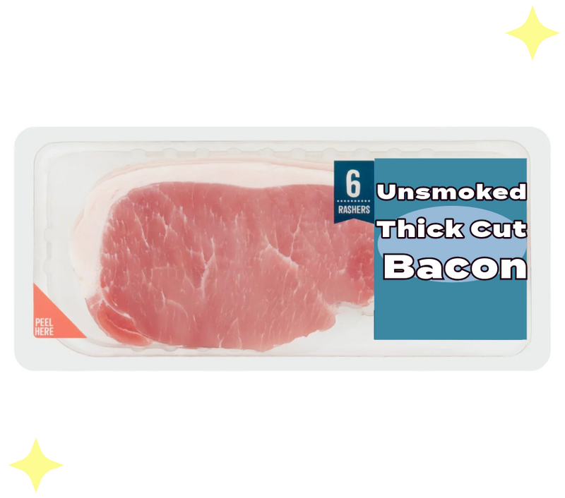 Unsmoked Thick Cut Back Bacon Rashers x6 300g