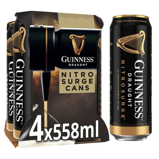 Guinness Draught Nitrosurge Stout Beer Can 4.1% Vol 4x558ml - Moo Local