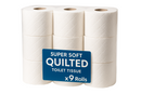 Super Soft Toilet Tissue, Quilted x9 Rolls