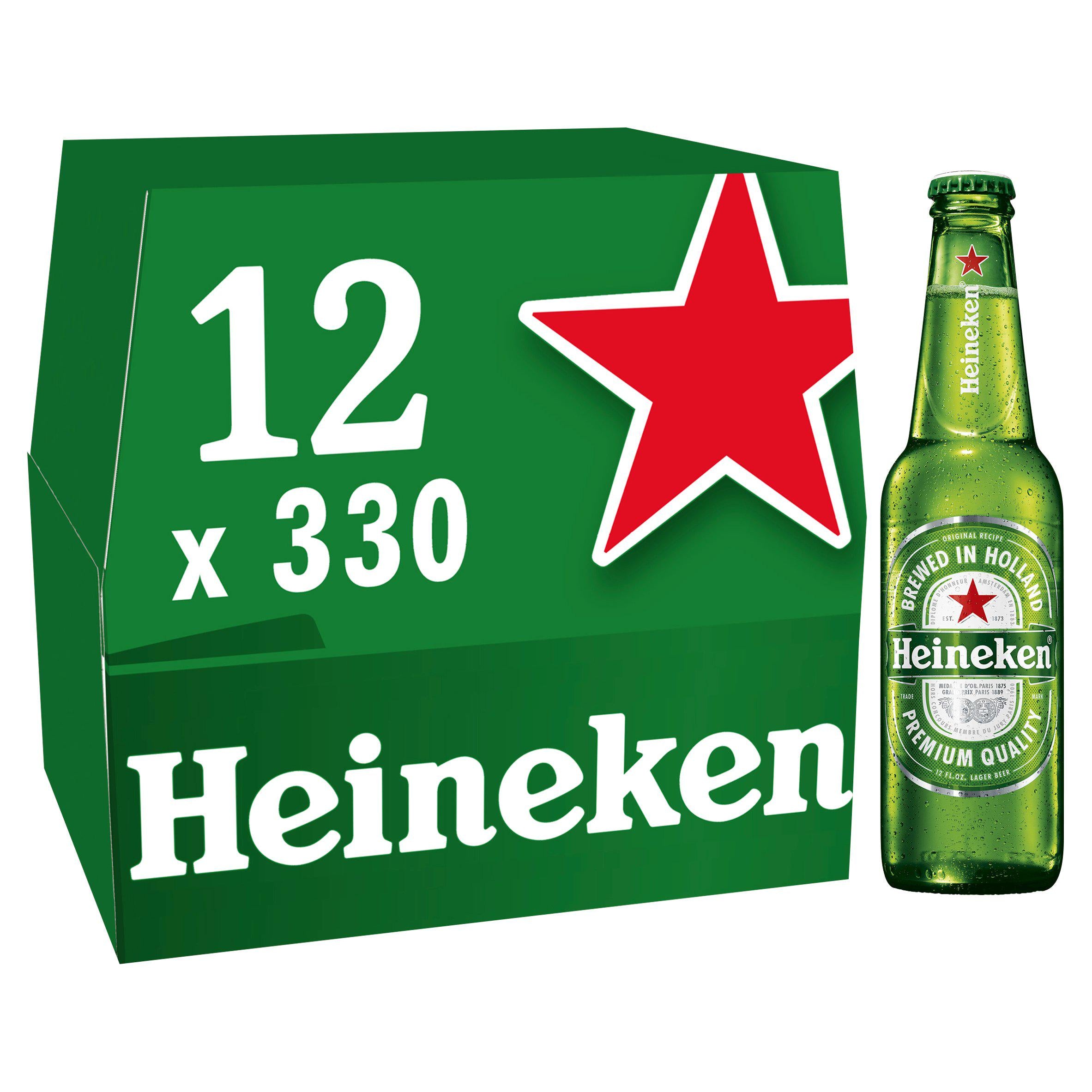 Heineken Premium Lager Beer Bottles 12x330ml (6697804267609)