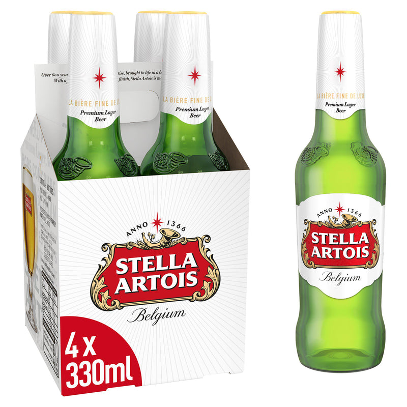 Stella Artois Lager Beer Bottles 4x330ml (6697856139353)