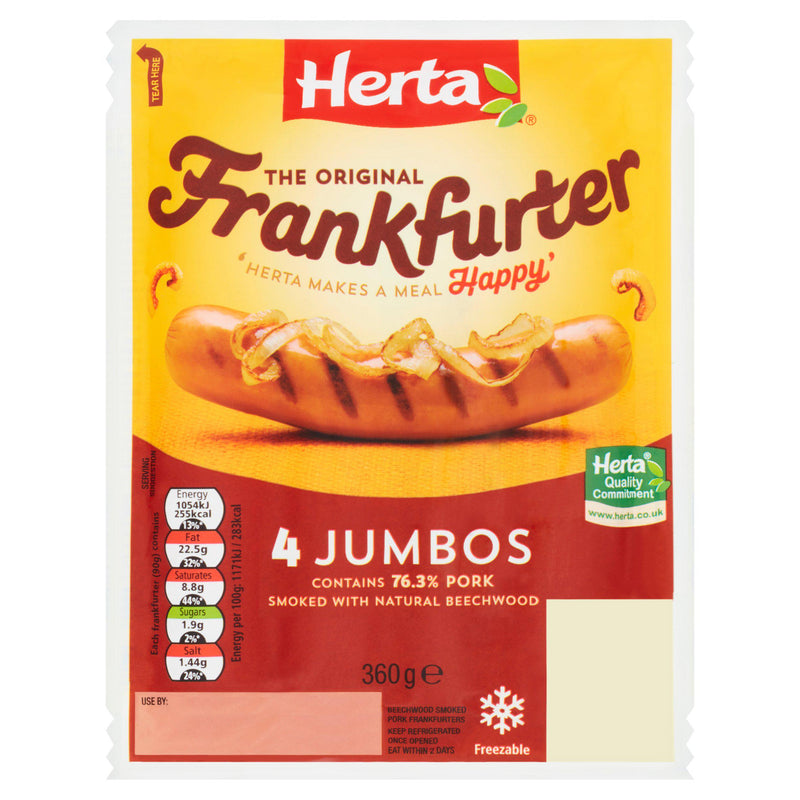 Herta Jumbo Frankfurter Hot Dogs x4 360g - Moo Local