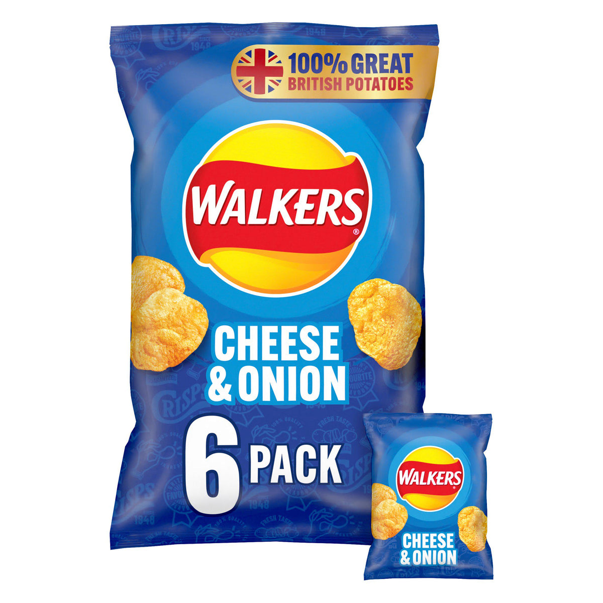 Walkers Cheese & Onion Multipack Crisps 6x25g - Moo Local