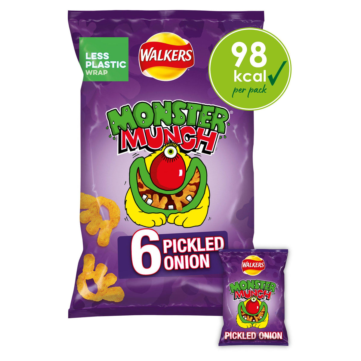 Walkers Monster Munch Pickled Onion Multipack Crisps Snacks 6x20g - Moo Local