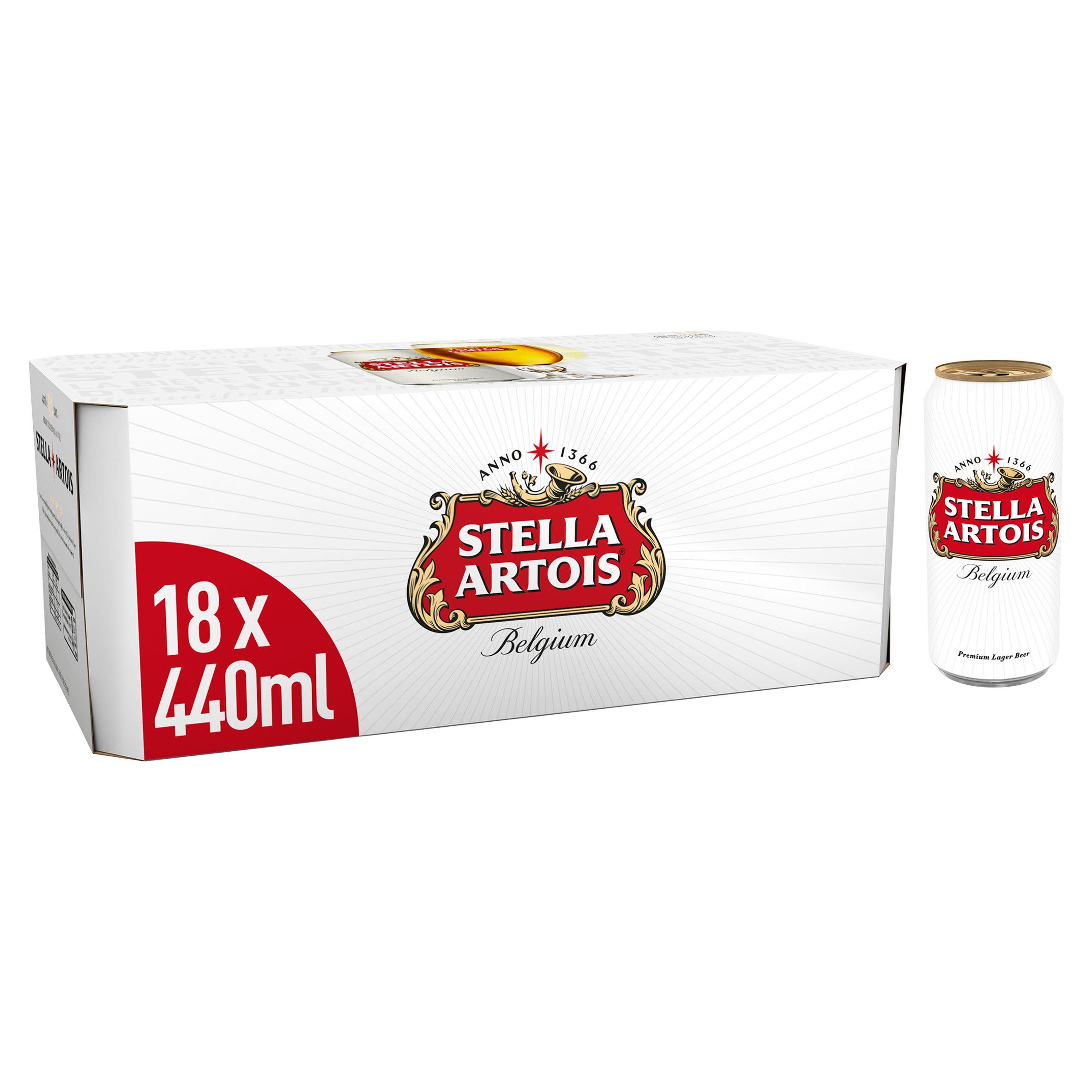 Stella Artois Premium Lager Beer Cans 18x440ml - Moo Local