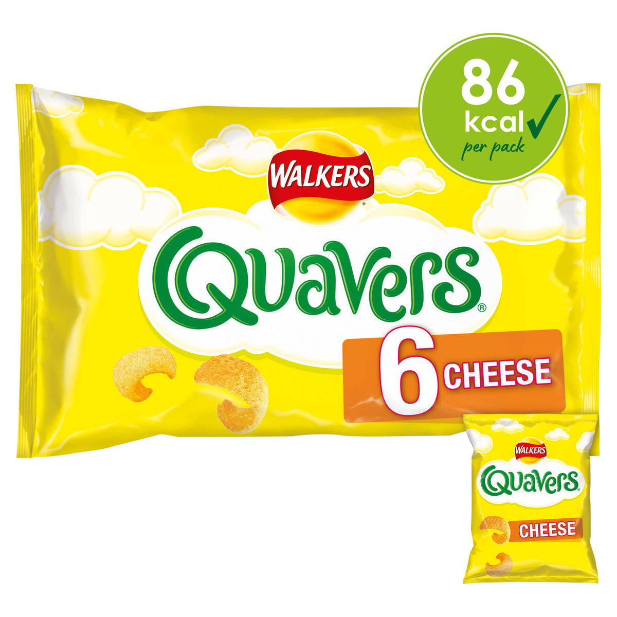 Walkers Quavers Cheese Multipack Crisps Snacks 6x16g - Moo Local