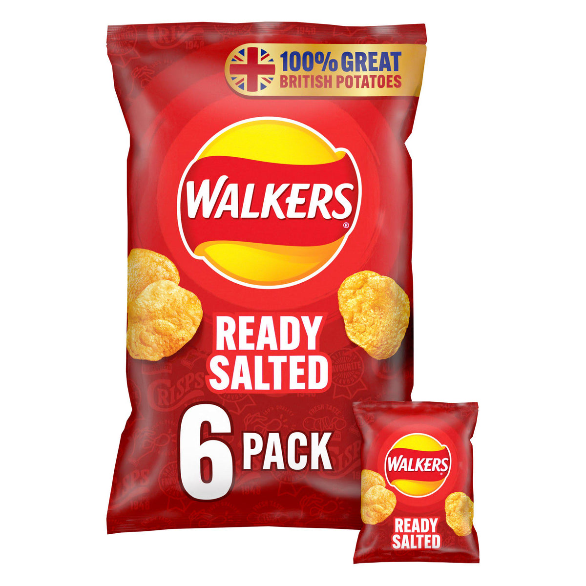 Walkers Ready Salted Multipack Crisps 6x25g - Moo Local