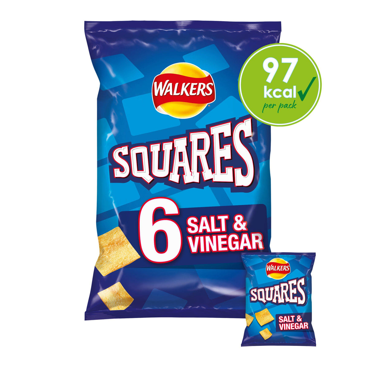 Walkers Squares Salt & Vinegar Multipack Crisps Snacks 6x22g - Moo Local