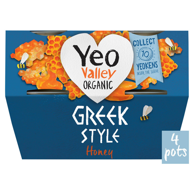 Yeo Valley Organic Yogurt Greek Style With Honey 4x100g - Moo Local