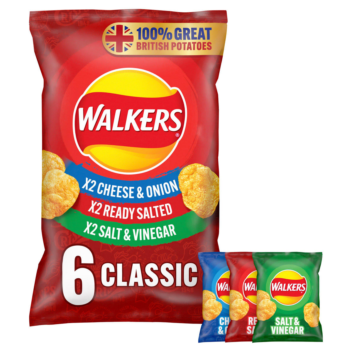 Walkers Classic Variety Multipack Crisps 6x25g - Moo Local