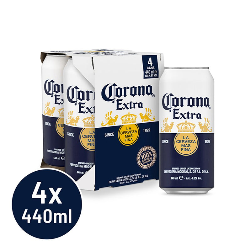 Corona Extra Premium Lager Beer Cans 4 x 440ml - Moo Local