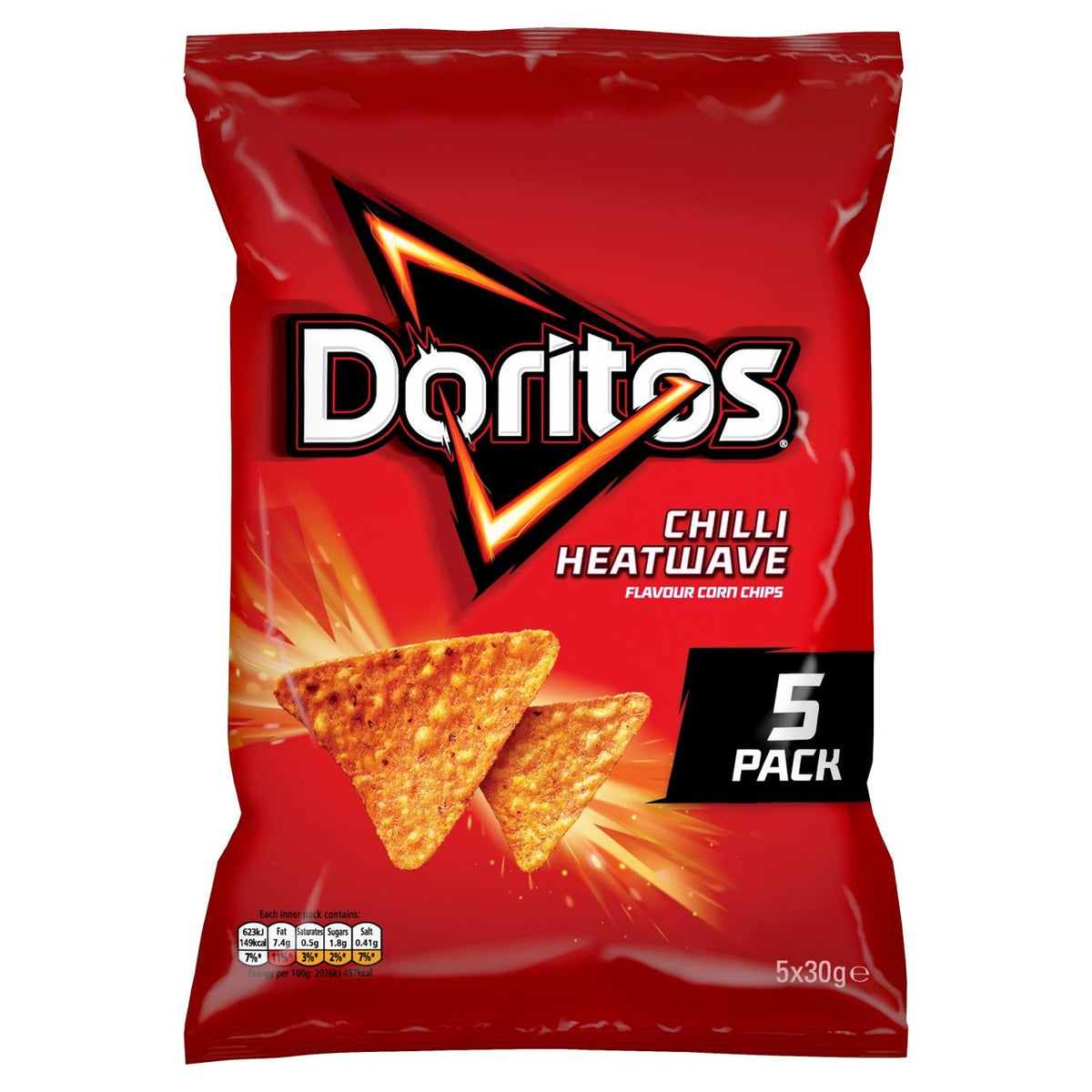 Doritos Chilli Heatwave Multipack Tortilla Crisps 5x30g - Moo Local