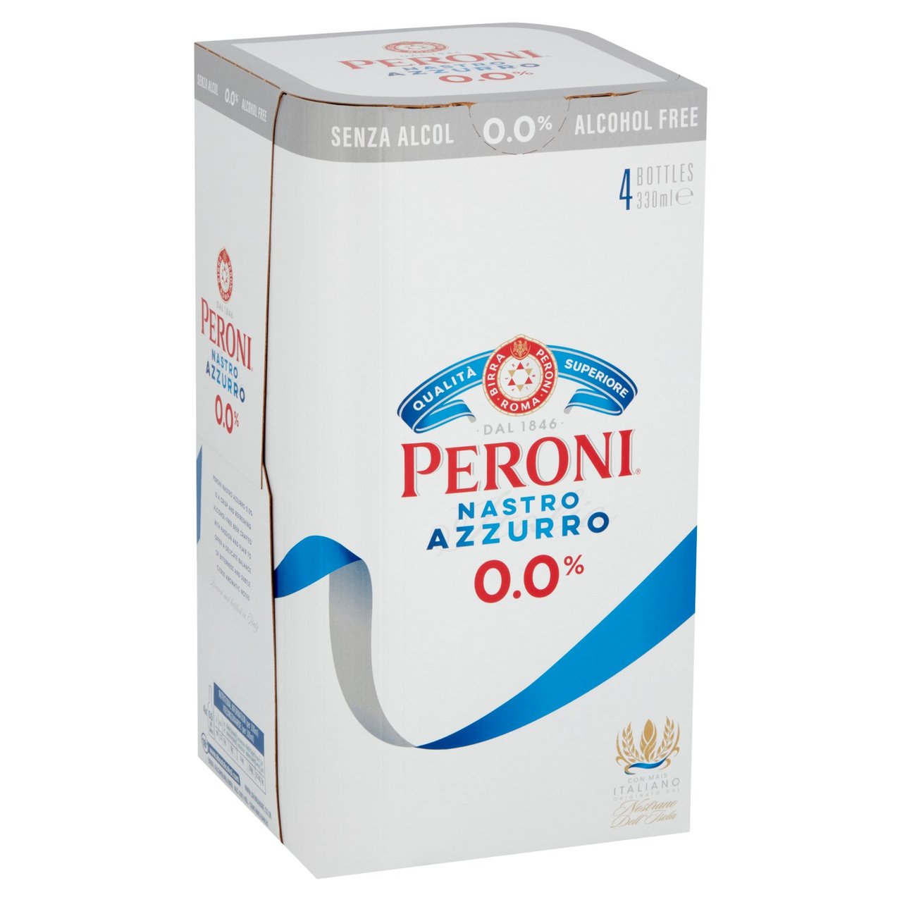 Peroni Nastro Azzurro 0.0% Alcohol Free Beer lager Bottles 4x330ml - Moo Local