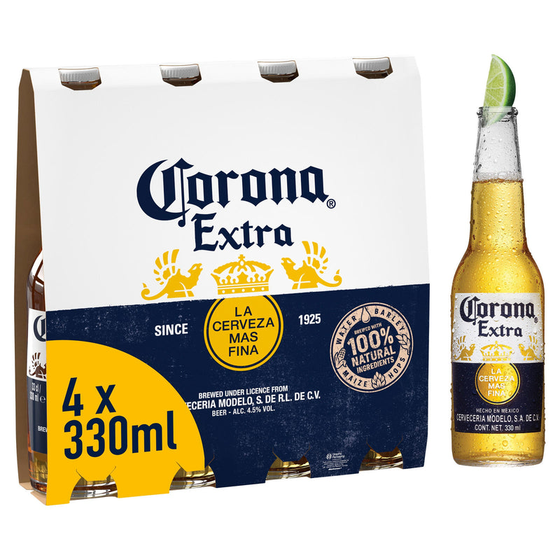 Corona Extra Premium Lager Beer Bottles 4 x 330ml - Moo Local