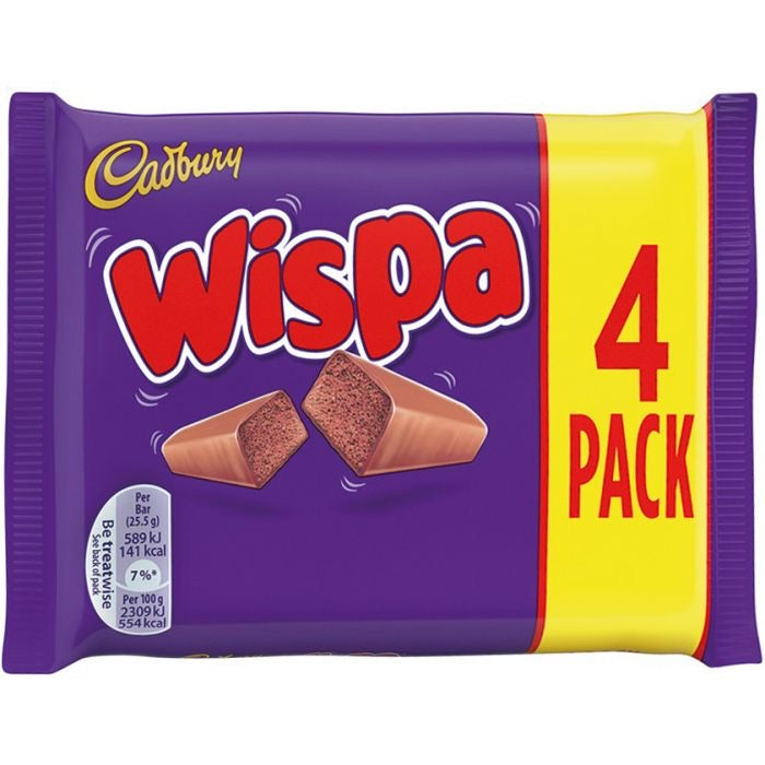 Cadbury Wispa Chocolate Bar Multipack 4 Pack 102g (6536727756889)